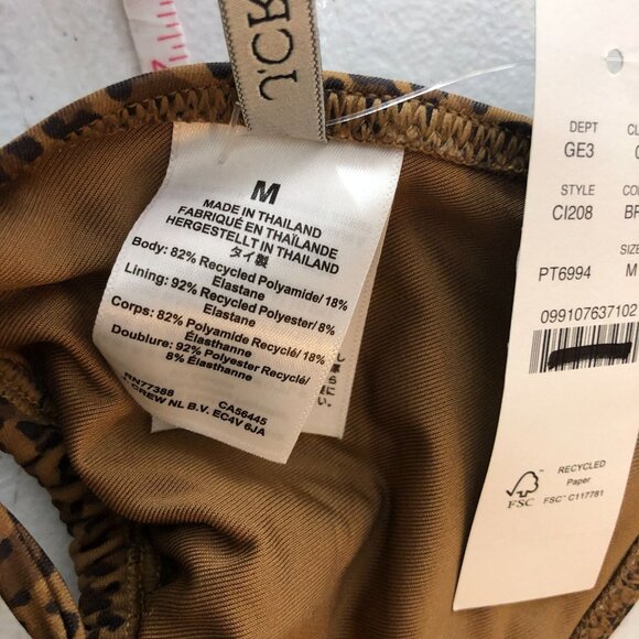 J Crew Perfect String Bikini Top In Leopard Print Triangle Brown M - Picture 6 of 8